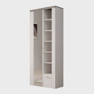 Meubella - Schoenenkast Linford - Wit eiken - 80 cm - Met spiegel Meubella - Schoenenkast Linford - Wit eiken - 80 cm - Met spiegel