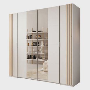 Meubella - Kledingkast Franklin - Wit - 220 cm - Met spiegel