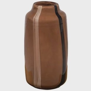 WOOOD Selena Vaas Met Streep - Glas - Bruin - 35x18x18