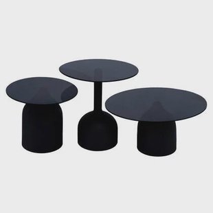 Livingfurn - Bijzettafel Zwart Glas - 55x55x55cm - Isa