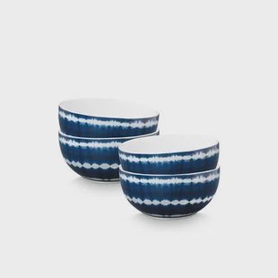 vtwonen Tie-Dye Kommen - Ronde schaaltjes - Serviesset van 4 - 15cm