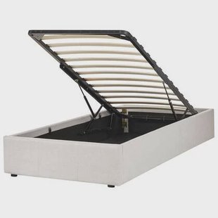 Beliani-DINAN-Eenpersoonsbed-Lichtbeige-90 x 200 cm-Polyester