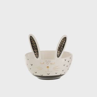 J-Line kom Konijn - keramiek - wit - large - paasdecoratie