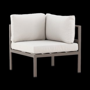 Glen aluminium modulair tuin hoekelement taupe met beige zitkussens - 74 x 65 cm