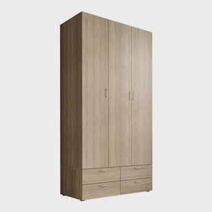 Meubella - Kledingkast Bernd - Licht eiken - 111 cm - Met lades