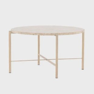 Nest living Thora Ronde Bijzettafel met Stenen Blad - Beige - Ø 40cm