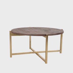 LABEL51 - Salontafel Dox - Espresso Mangohout - Goud Metaal