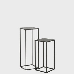 J-Line bijzettafel Vierkant - metaal - zwart - 2 stuks
