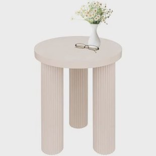 MISOU Bijzettafel Rond Koffietafel Modern Beige Nude 40cm MDF DUNE