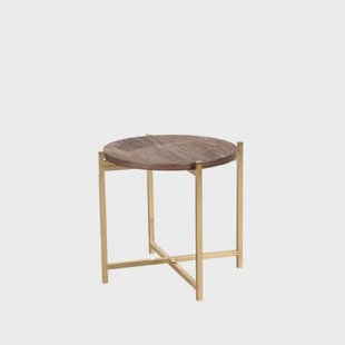 LABEL51 - Bijzettafel Dox - Espresso Mangohout - Goud Metaal