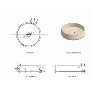 Waskom Forzalaqua Monti 40x40x10 cm Gezoet Travertin