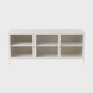 Dressoir Luca met geribbeld glazen deurtjes - offwhite - 50x120x42 cm