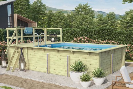 Karibu | Zwembad Rechthoek 2 met Terras 3,5