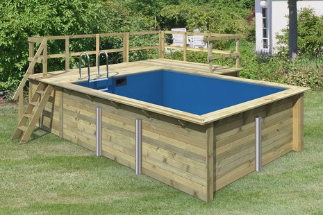 Karibu | Zwembad Rechthoek 2 met Terras 3,5 en Zijterras