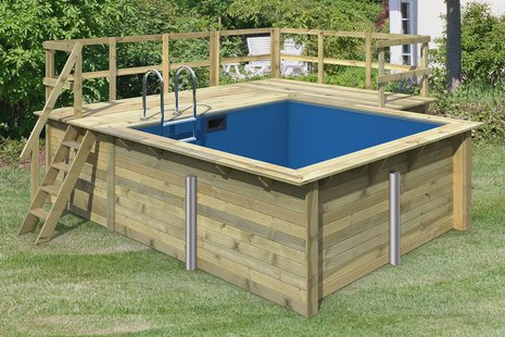 Karibu | Zwembad Rechthoek 1 met Filterpakket Klein en Terras 3,5 en Zijterras