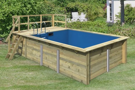 Karibu | Zwembad Rechthoek 2 met Filterpakket Klein en Terras 3,5