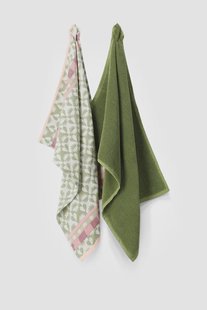 Groene handdoek en theedoek