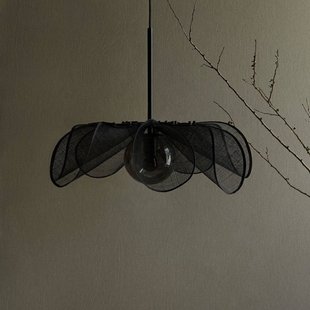 Markslöjd Hanglamp Styrka, Ø 63 cm, zwart/rookgrijs, bananenvezel