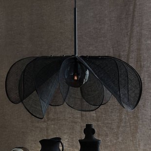 Markslöjd Hanglamp Styrka, Ø 75 cm, zwart/rookgrijs, bananenvezel