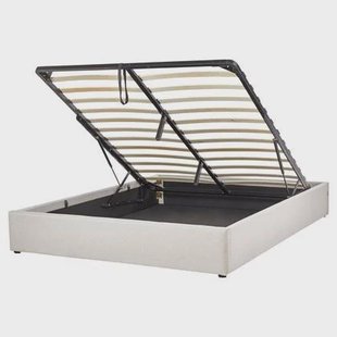 Beliani-DINAN-Tweepersoonsbed-Lichtbeige-160 x 200 cm-Polyester