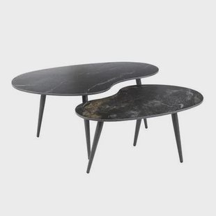 Hoyz Collection - Salontafel Set-2 Niervormig Fossil - Keramiek Zwart