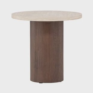 Nest living Jente Ronde Bijzettafel Donkerbruin En Beige - Ø 50 cm