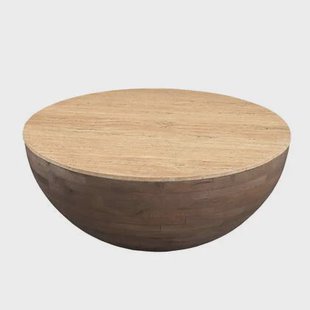 Giga Meubel - Salontafel Travertin - Donkerbruin - 90x90x38cm - Aiden