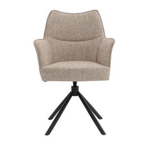 DÉJA Living - Eetkamerstoel Beige|Zwart - Draaibaar - Zayn - Set van 2