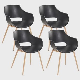 Beliani - MILLERS - Set van 4 stoelen - Zwart - Synthetisch materiaal Beliani - MILLERS - Set van 4 stoelen - Zwart - Synthetisch materiaal