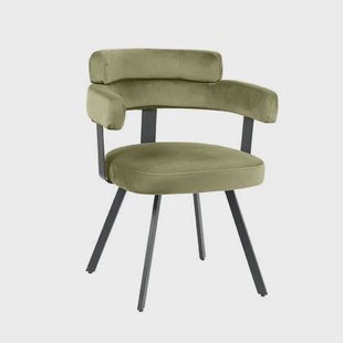 LABEL51 - Eetkamerstoel Bardio - Hunter Fluweel - Zwart Metaal