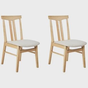 Beliani-AVALON-Eetkamerstoel set van 2-Lichtbeige-Licht hout|Stof Beliani-AVALON-Eetkamerstoel set van 2-Lichtbeige-Licht hout|Stof