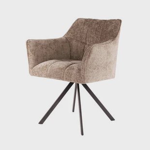 Fraaai Ramon eetkamerstoel geweven draaibaar - champagne