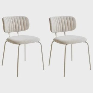 Beliani - IRINS - Eetkamerstoel set van 2 - Lichtbeige - Chenille