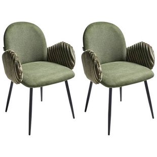 Beliani - AMITY - Eetkamerstoel set van 2 - Groen - Polyester Beliani - AMITY - Eetkamerstoel set van 2 - Groen - Polyester