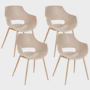 Beliani - MILLERS - Set van 4 stoelen - Beige - Synthetisch materiaal