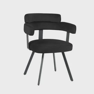 LABEL51 - Eetkamerstoel Bardio - Zwart Fluweel - Zwart Metaal