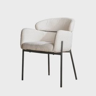 AnLi Style Armstoel Bouclé ronde rug - Bouclé wit - set van 2