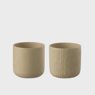 J-Line bloempot Gen - keramiek - beige - large - 2 stuks - Ø 18.5 cm