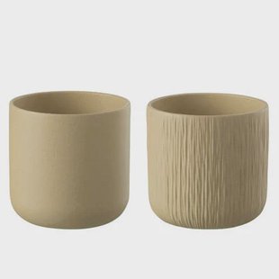 J-Line bloempot Gen - keramiek - beige - XXL - 2 stuks - Ø 26.5 cm J-Line bloempot Gen - keramiek - beige - XXL - 2 stuks - Ø 26.5 cm