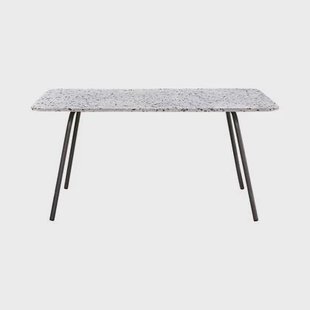 Tikamoon - Rechthoekige tuintafel van terrazzo en grijs metaal 4|6 p.
