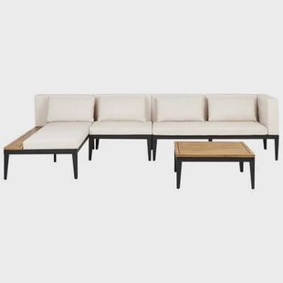 Beliani-BRACCIANO-Loungeset 4-zits-Lichtbeige-Gecertificeerd acaciahout