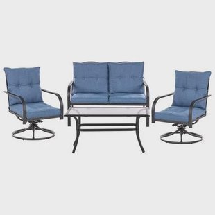 Beliani - MESTRINO - Loungeset 4-zits - Blauw - Staal