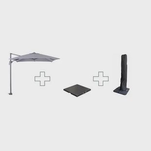 Zweefparasol Hawaii S - met voet en hoes - Lichtgrijs - 250 x 250 cm