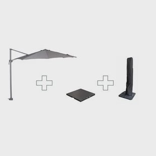 Zweefparasol Hawaii S - met voet en hoes - Donkergrijs - 300 cm