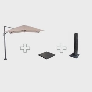 Zweefparasol Hawaii S - met voet en hoes - Ecru - 250 x 250 cm