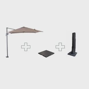 Zweefparasol Hawaii S - met voet en hoes - Taupe - 250 x 250 cm