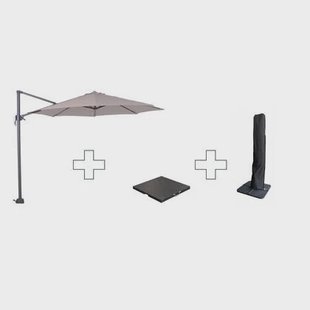 Zweefparasol Hawaii S - met voet en hoes - Zand - 300 cm