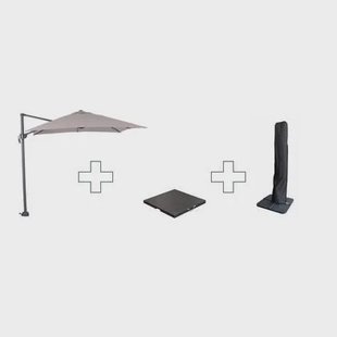 Zweefparasol Hawaii S - met voet en hoes - Zand - 250 x 250 cm