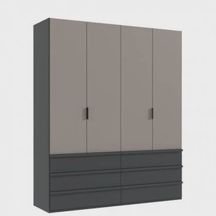 Kledingkast Rivas Antraciet|Greige|Grijs|Taupe Spaanplaat