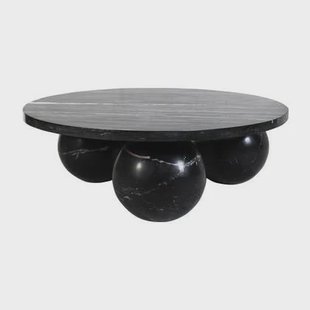 PTMD Diro Black Marble 3 Ball Coffeetable Round